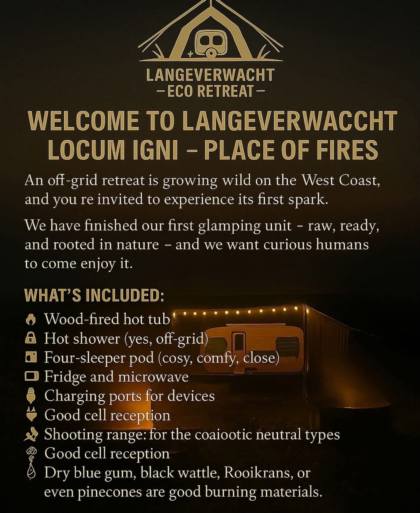 Eco-Retreat Couples Getaway at Unit Locum Ignis, Langverwacht by Rosegoldlife 🌿💫